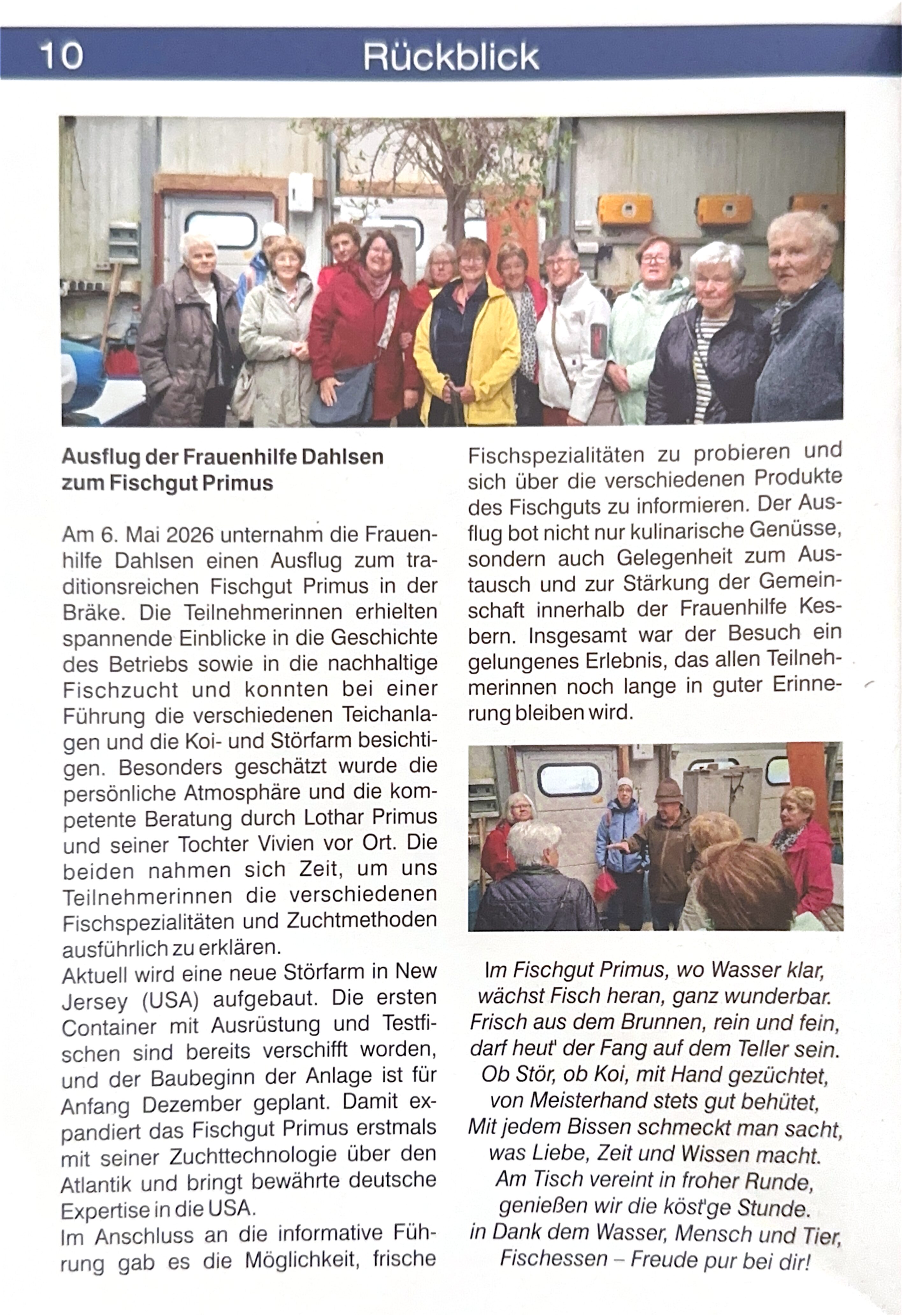 Ausflug der Frauenhilfe Dahlsen zum Fischgut Primus
